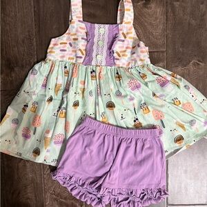 Ice Cream Print Set with Purple Icing Shorts
